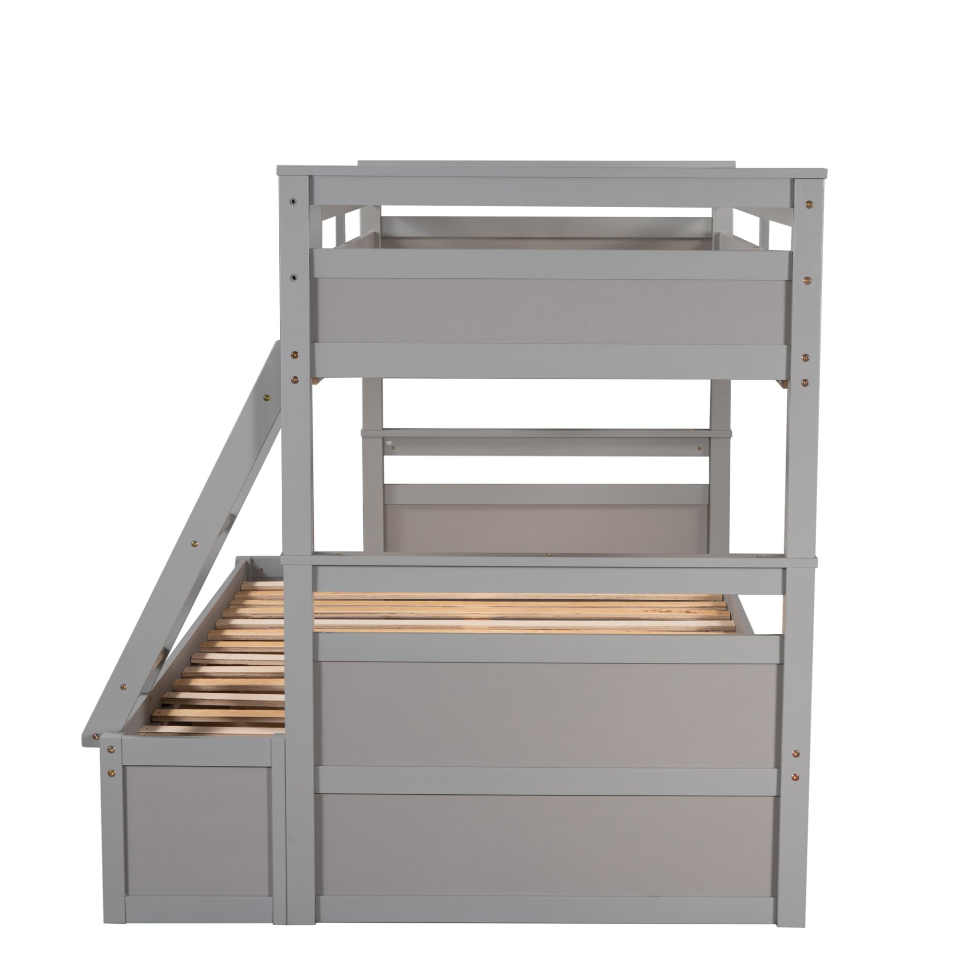 Twin Over Full Bunk Bed With Storage - Gray - Image 6