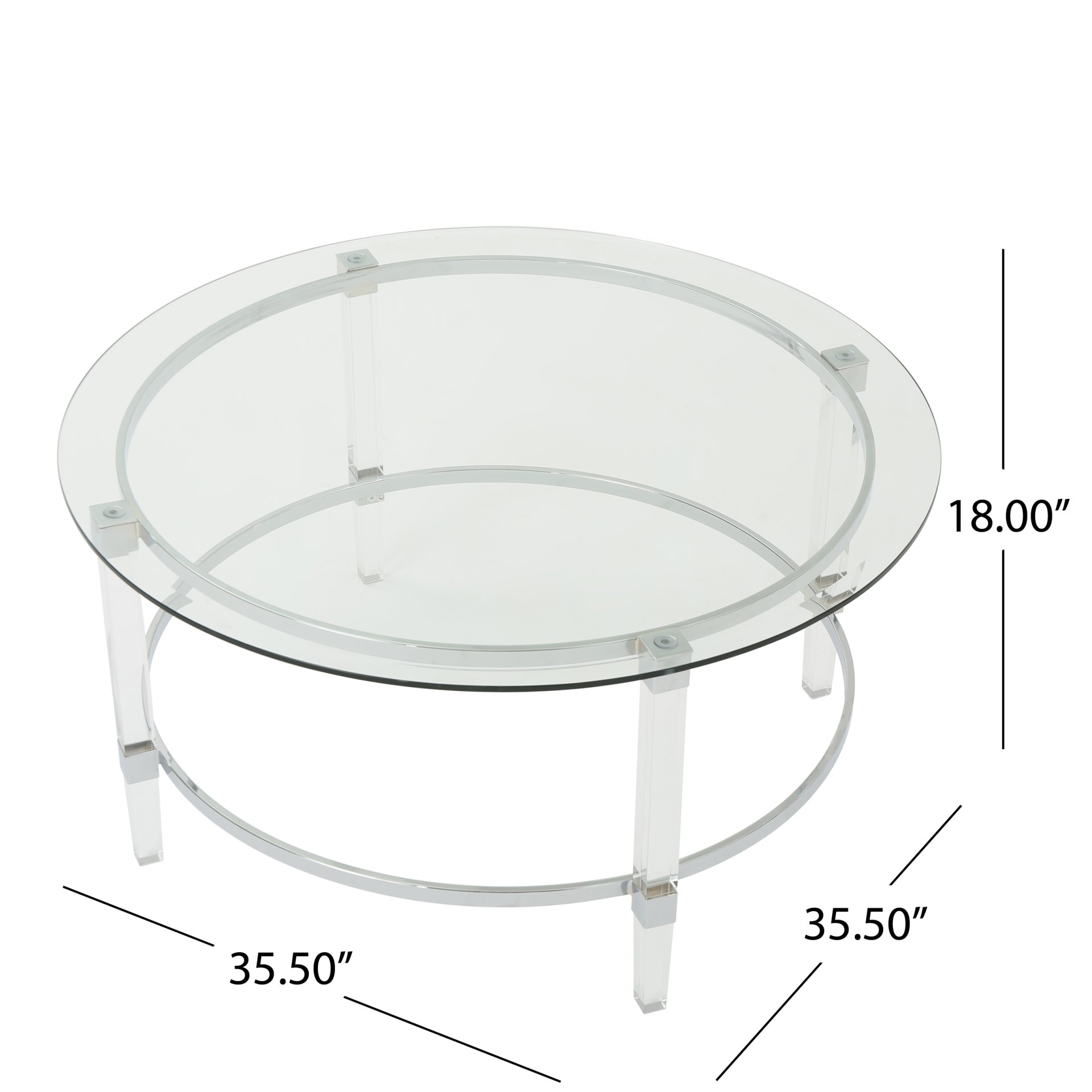 Tempered Glass Round Coffee Table With Four Legs - Clear - Image 3