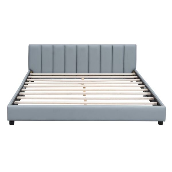 Queen & Twin Long Size Upholstered Platform Bed, Mother & Child Bed - Gray