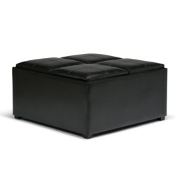 Avalon - Square Coffee Table Storage Ottoman - Midnight Black