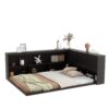 Full Floor Bed With L-Shaped Bookcases, Sliding Doors, Without Slats - Espresso - Image 8