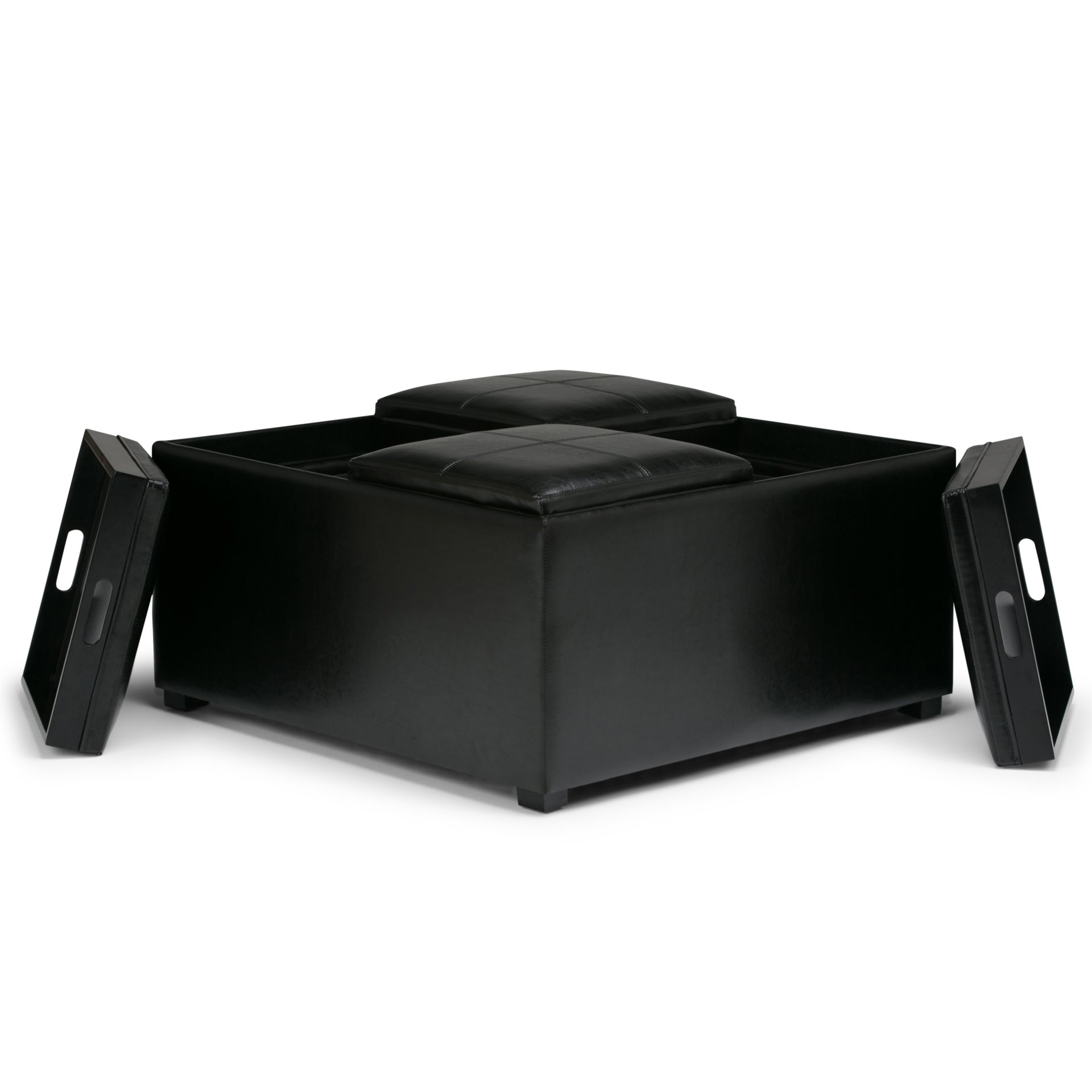 Avalon - Square Coffee Table Storage Ottoman - Midnight Black - Image 6