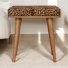 Leopard Velvet Tray Style Footstool - Brown Oak - Image 9