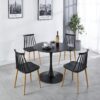 31.5" Tulip Table Mid-Century Dining Table For 2-4 People With Round MDF Table Top, Pedestal Dining Table, End Table Leisure Coffee Table - Black - Image 7
