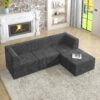 Modern Minimalist L Shape Modular Sectional Sofa Sleeper Corduroy Couch Comfy Space Efficient Design - Gray - Image 2