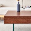 Square Coffee Table With Tempered Glass Legs - Transparent / Walnut - Image 8
