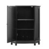 Bathroom Cabinet Triangle Corner Storage Cabinet With Adjustable Shelf Modern Style - Black - Image 13