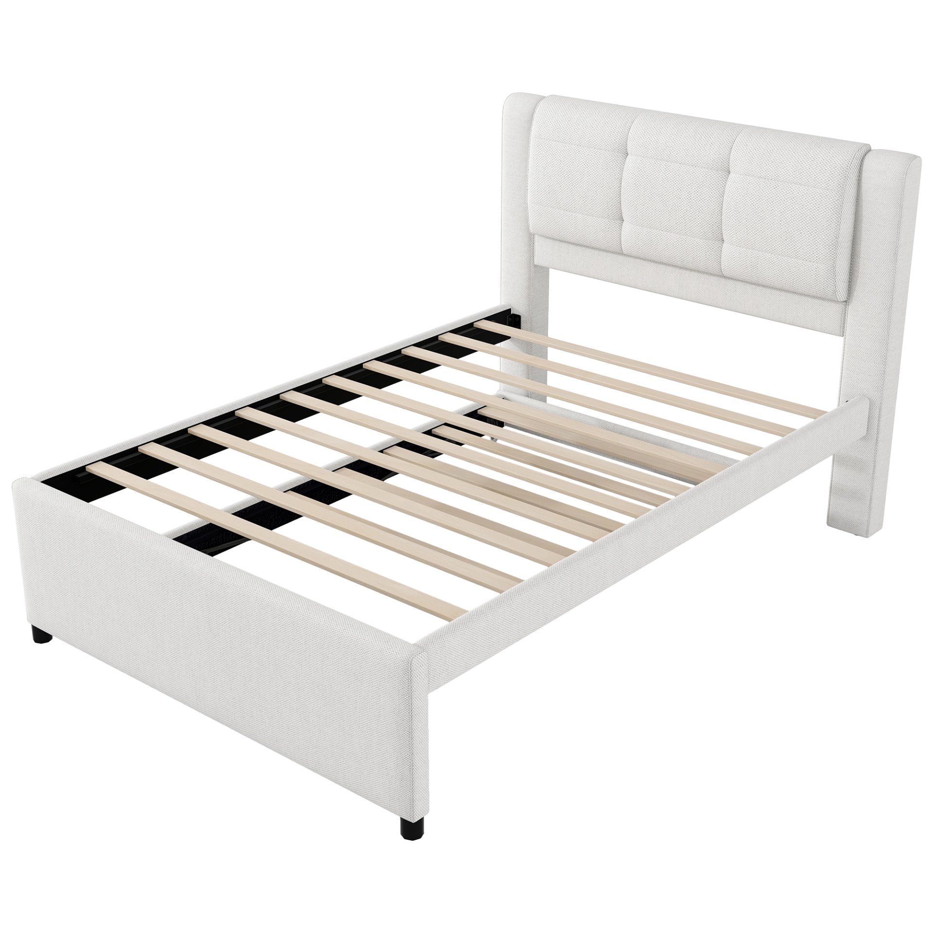 Full Size Upholstery Platform Bed With Trundle,Trundle Can Be Flat Or Erected - Beige - Image 7