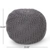 Hazel - Modern Knitted Cotton Yarn Round Pouf With Eco Friendly Pet Fibers - Dark Gray - Image 3