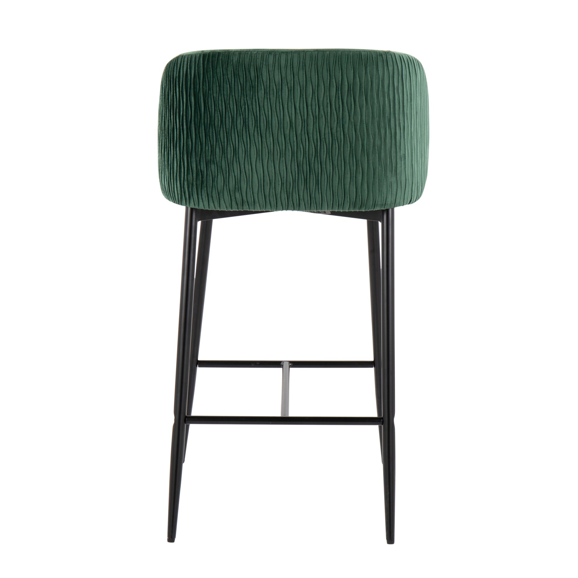 Fran - Pleated Waves Contemporary Fixed Height Counter Stool (Set of 2) - Black / Green - Image 5