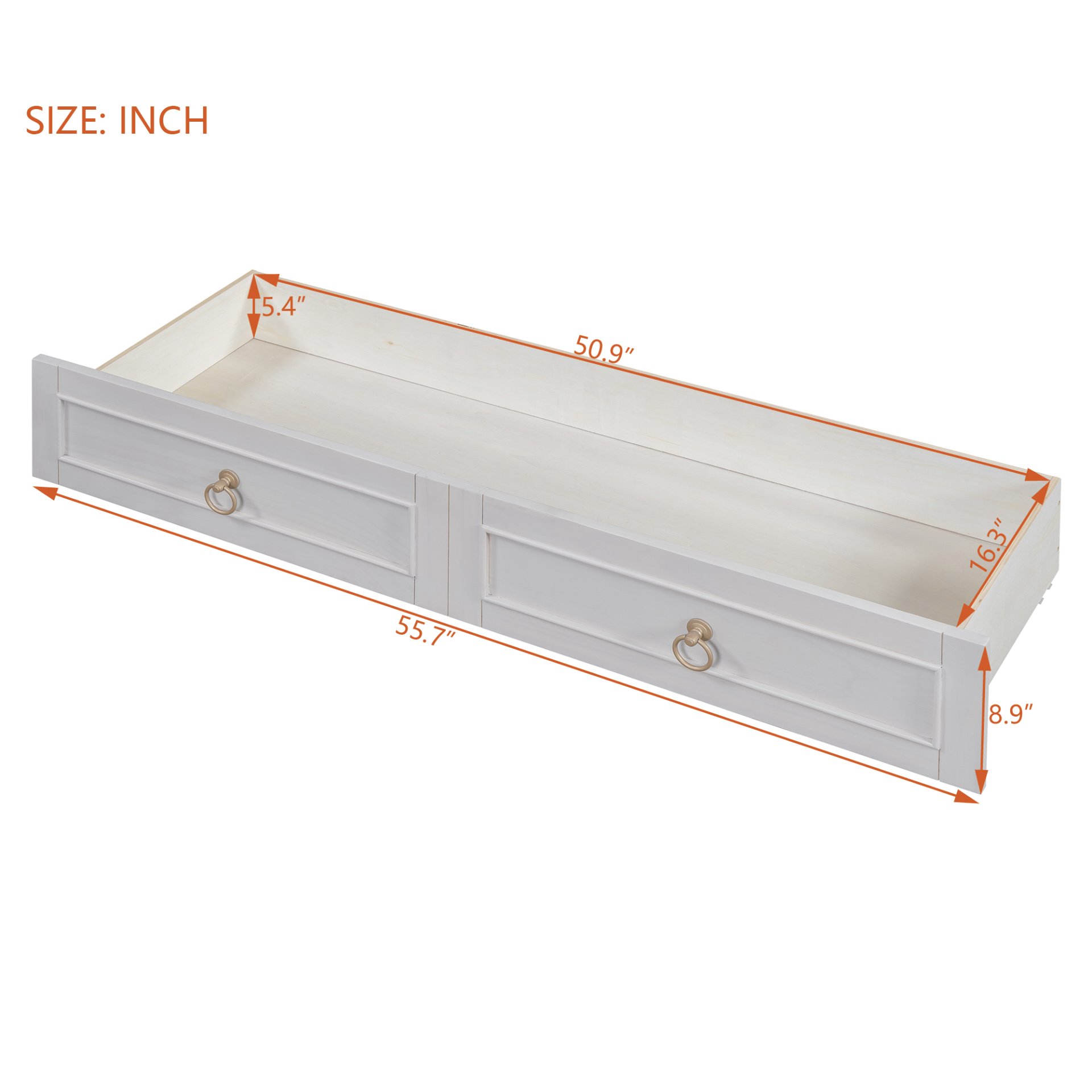 Full Size Murphy Bed With Large Drawers, Space Saving Design - White - Image 6