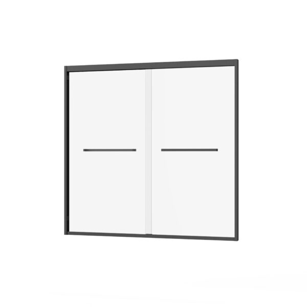 Double Sliding Bathtub Shower Door With Sgcc Clear Tempered Glass - Matte Black
