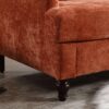 Mid Century Modern Chenille Fabric Loveseat Sofa With Wood Feet, 2 Seat Upholstered Couch - Orange - Image 9