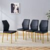 Luxury Simple Chair (Set of 4) High Resilience Dining Chair With Metal Legs - Black / Gold - Image 4