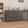 Large 6 Drawers Chest Of Drawer Dressers Table With Golden Handle - Black - Image 6