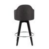 Ahoy - Contemporary Fixed Height Counter Stool Round Chrome Footrest (Set of 2) - Charcoal / Black - Image 5