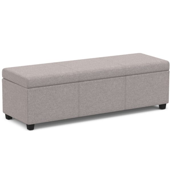 Avalon - Extra Large Storage Ottoman Bench - Cloud Gray