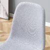Comfortable, Linen Cotton Dining Chair Set Six Pieces - Light Gray - Image 12