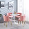 Modern Dining Chair (Set of 2) With Iron Tube Wood Color Legs, Shorthair Cushions And Comfortable Backrest, Suitable For Dining Room, Living Room, Cafe, Simple Structure - Light Pink - Image 7
