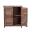 Potting - Bench With Storage Cabinet And Metal Table Top For Outdoor Patio, Garden Furniture Workstation Coffee - Brown - Image 14