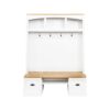 Farmhouse 4 In 1 Hall Tree With Wood Grain Bench And Top, Multifunctional Coat Rack With Hooks And Shell Handles, Mudroom Bench With Adjustable Shelves For Hallway, Living Room - White - Image 9