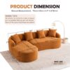 Compression Sofa: Combining Chaise Longue With 3 Seater, Wood Grain Chenille Fabric, Full Sponge Compression Sofa, Combined Sofa With 4 Pillows For Living / Home Furniture / Apartment - Orange - Image 2