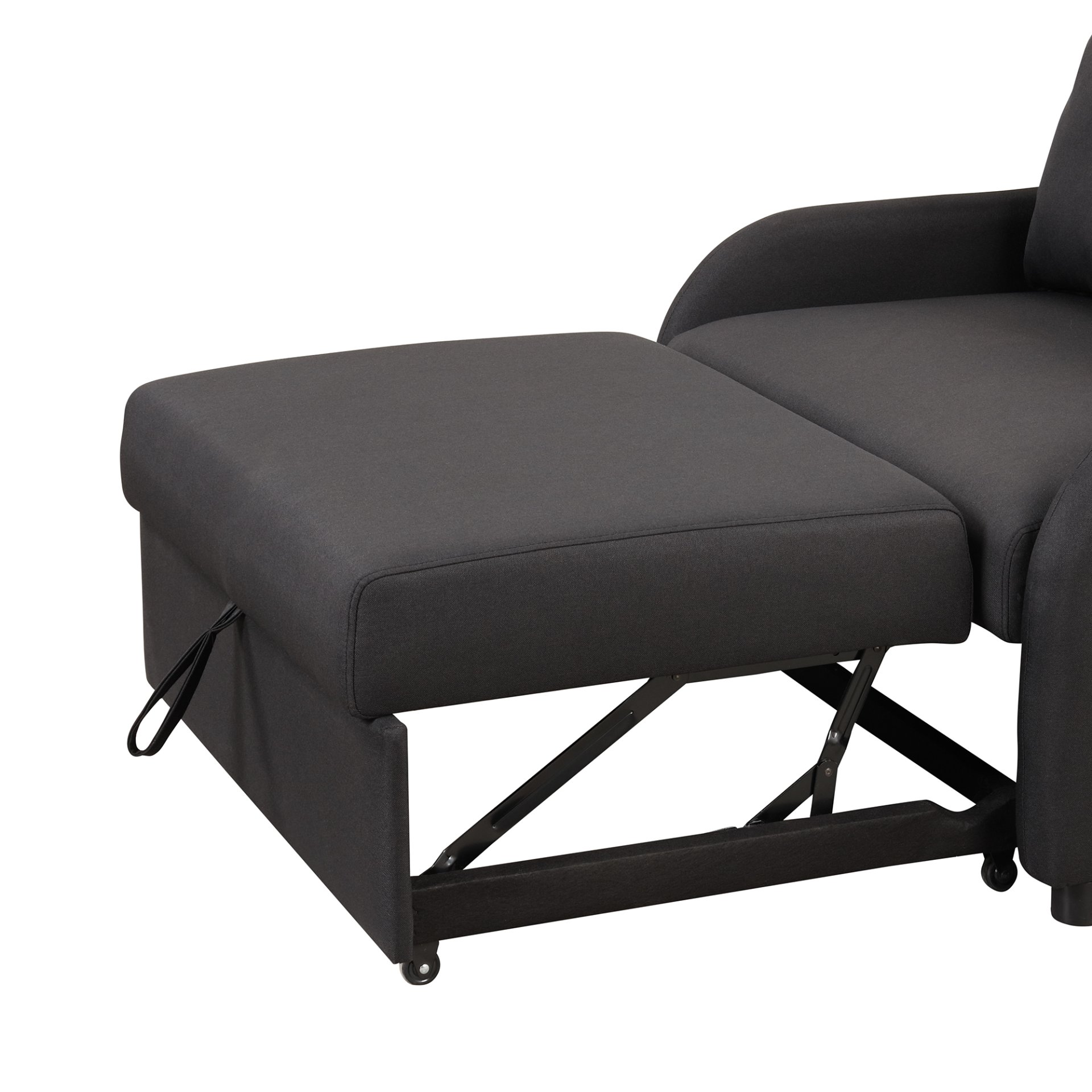 3 In 1 Pull Out Sofa Sleeper With Wing Table And USB Charge - Black - Image 24