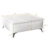 Modern Wood And Fabric Square Storage Ottoman Coffee Table With Lift - Top Design - Upholstered Bench For Living Room Organization - White - Image 3