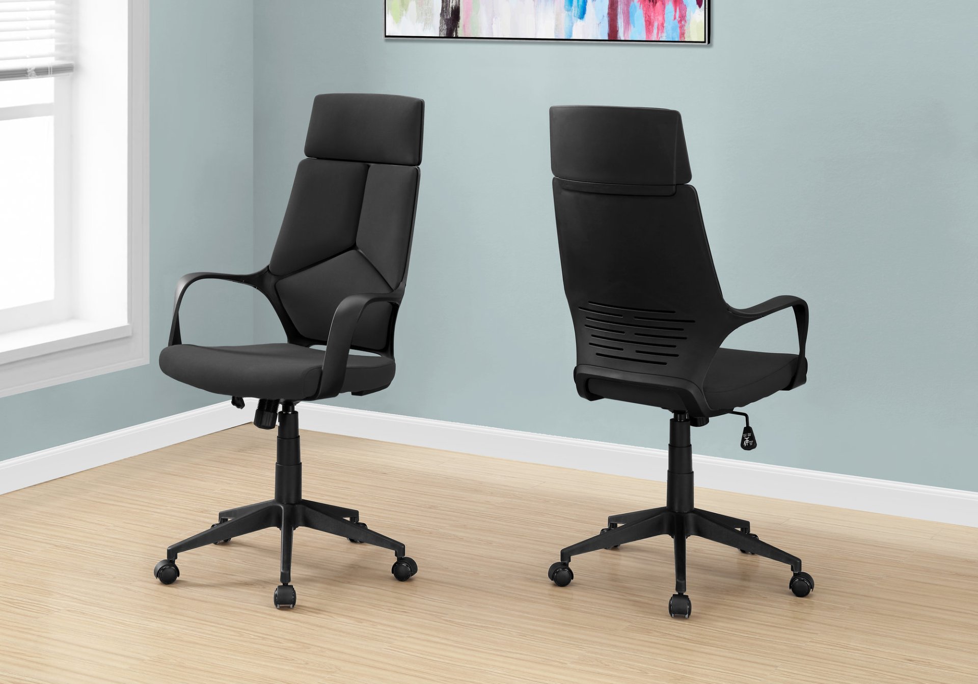 Office Chair, Adjustable Height, Swivel, Ergonomic, Armrests - Black - Image 4