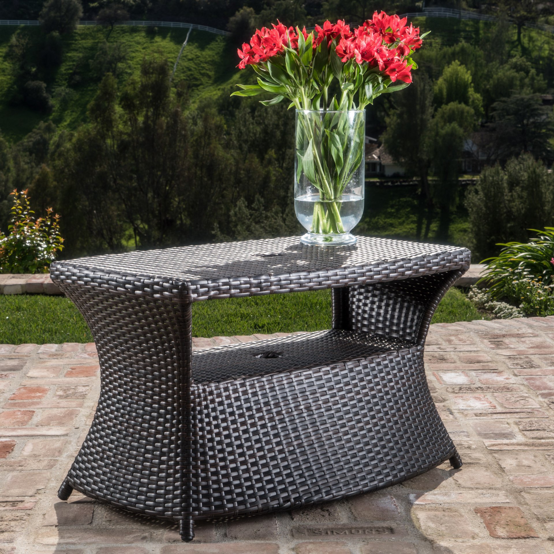 Berkeley - Chaise Lounge Side Table Outdoor Polyethylene Wicker - Brown Multi - Image 5