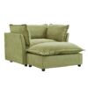 Modern Armchair Sofa Cozy Upholstered Sofa Chair With Movable Ottoman, Wide Seat - Green - Image 13