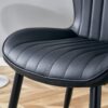Minimalist Ergonomic Dining Chair (Set of 4) With Curved Cushions And Metal Frame - Black - Image 11