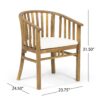 Outdoor Wooden Dining Chairs With Cushions, (Set of 2) - Cream / Teak - Image 3