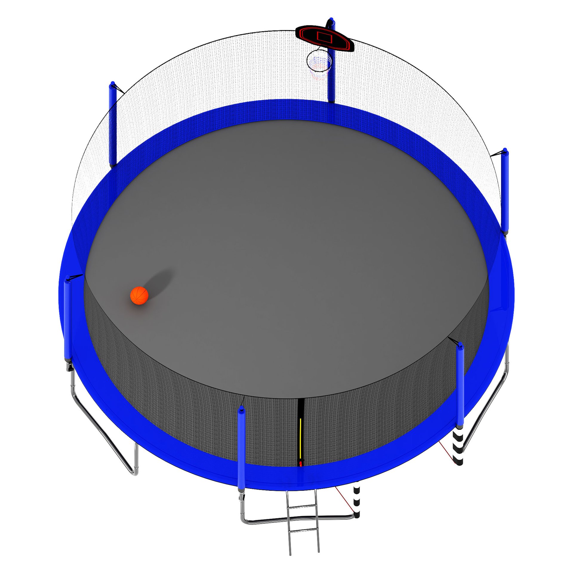 16Ft Trampoline With Basketball Hoop Pump And Ladder (Inner Safety Enclosure) With Soccer Goal - Blue - Image 8