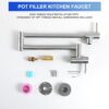 Modern Design Wall Mount Kitchen Pot Filler Faucet With Folding Stretchable Arm - Brushed Nickel - Image 10
