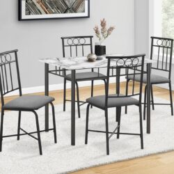 Dining Table Set, 5 Pieces Set, Small, Rectangular, Contemporary & Modern - White