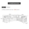 Shaped Chesterfield Sectional Sofa With Stainless Steel Accents Velvet Button Tufted Sofa With 5 Pillows Luxury Couch For Living Room - Black - Image 2