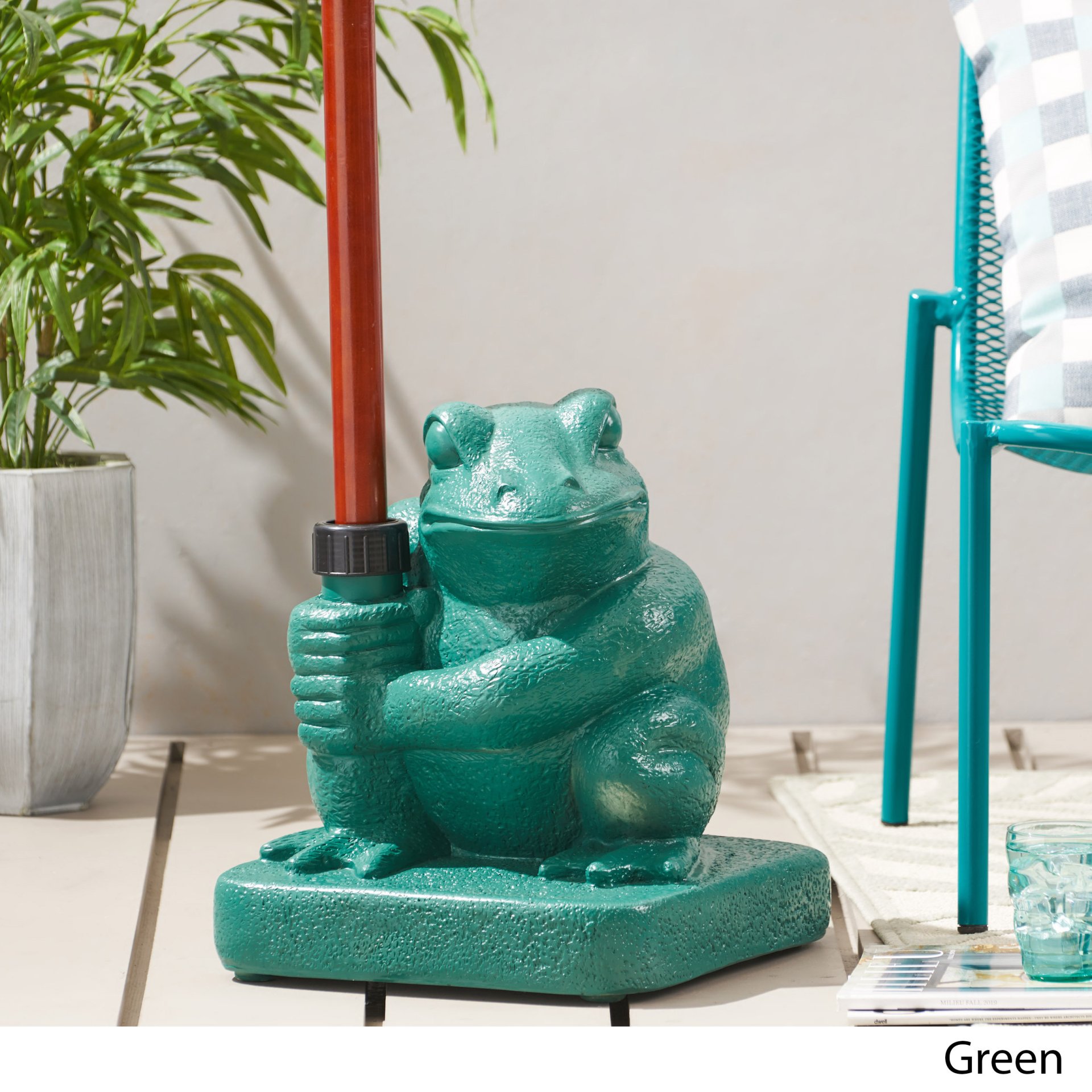 Whimsical - Frog Neptune Umbrella Base Concrete - Green - Image 4