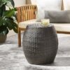 Outdoor Wicker Patio Side Table - Gray - Image 6