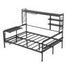 Full Size Daybed With Movable Desk, Grid, Shelves And Clothes Hanger - Black - Image 2