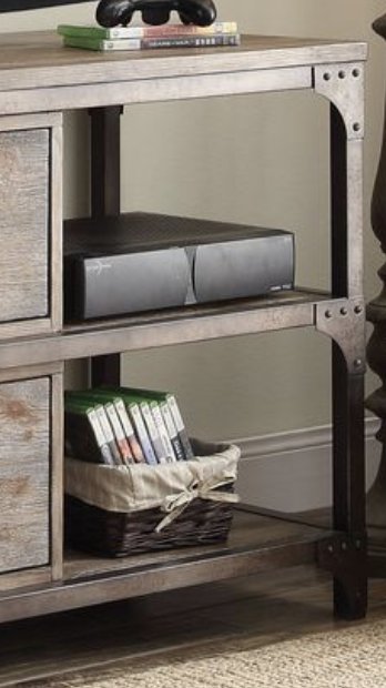 Gorden - TV Stand - Weathered Oak / Antique Silver - Image 2