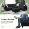 Sectional Sofa Couches Living Room Sets, 7 Seats Modular Sectional Sofa With Ottoman, L Shape Fabric Sofa Corner Couch Set With 3 Pillows - Black - Image 19