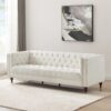 Evelyn - Mid-Century Modern Boucle Luxury Chesterfield Sofa - Ivory White / White - Image 7