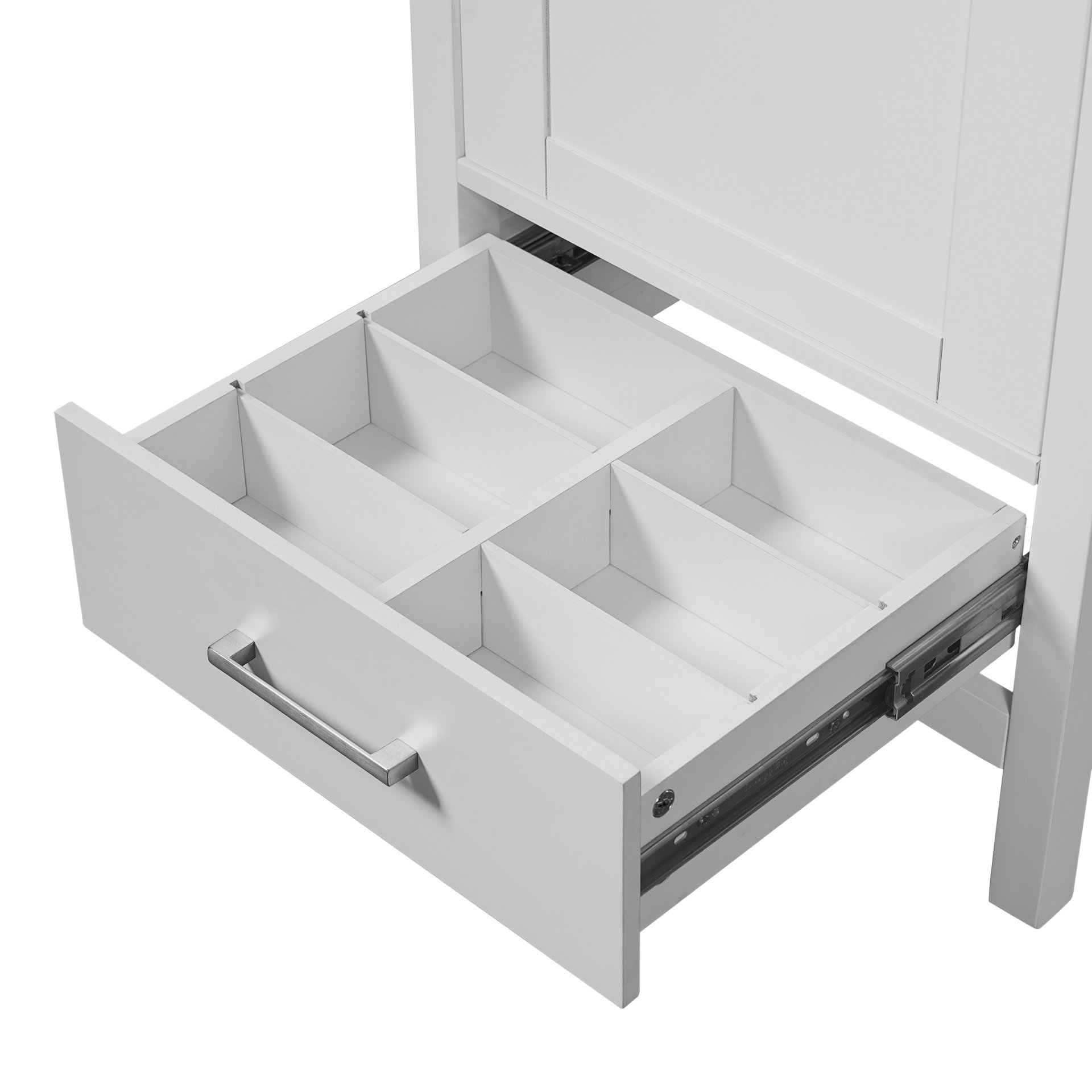 20" Bathroom Vanity With Sink, Soft Close Drawers, Door Organizer, Divider Drawer, Adjustable Foot Pads - White - Image 18
