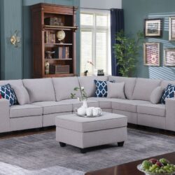 Cooper - 7 Piece Reversible L-Shape Sectional Sofa & Comfort Ottoman And Cupholder - Light Gray