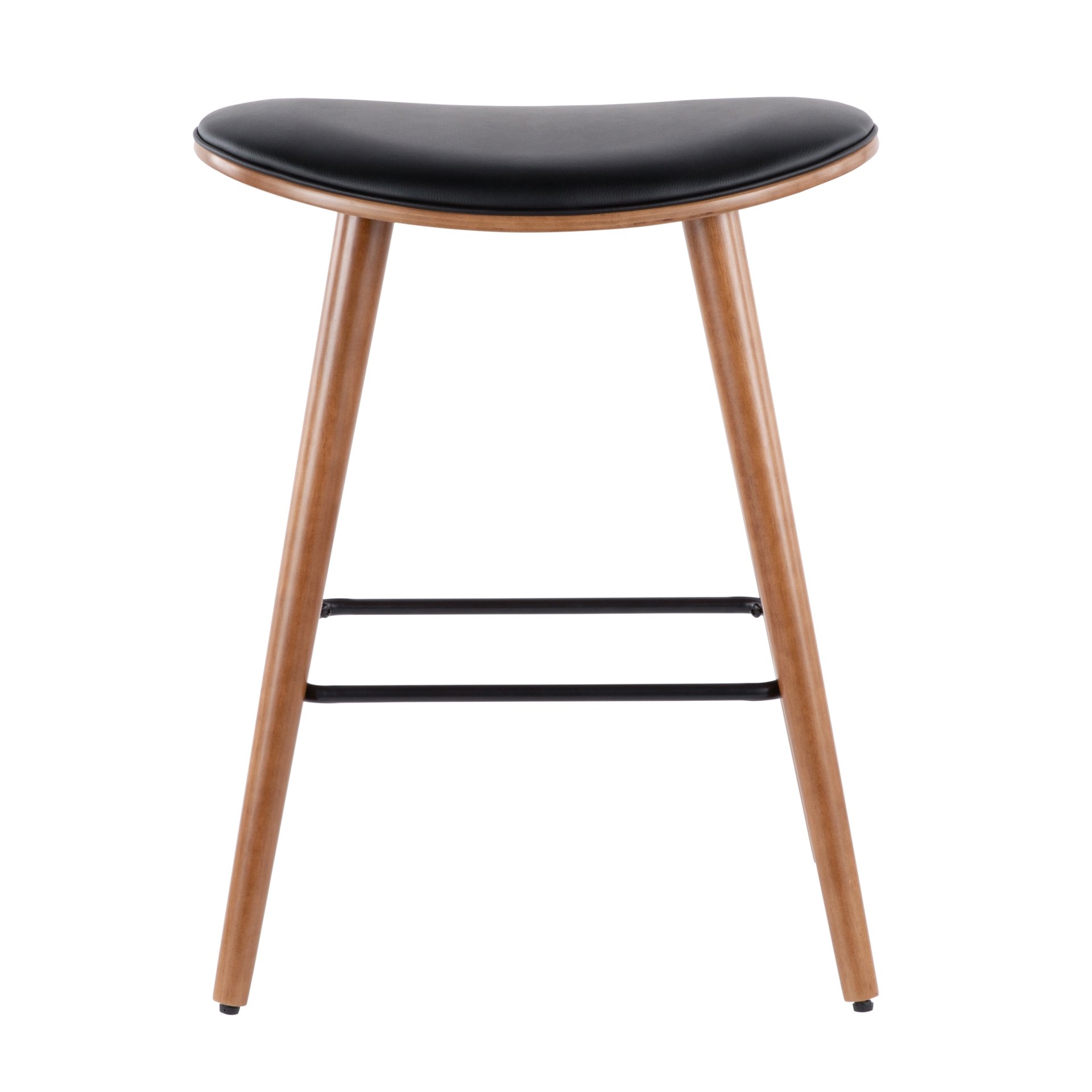 Saddle - Mid-Century Modern Counter Stool (Set of 2) - Walnut / Black - Image 5