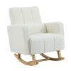 Accent Rocking Chair With Pillow, Spacious & Comfortable Seating For Living Room Or Bedroom - Cream White - Image 12