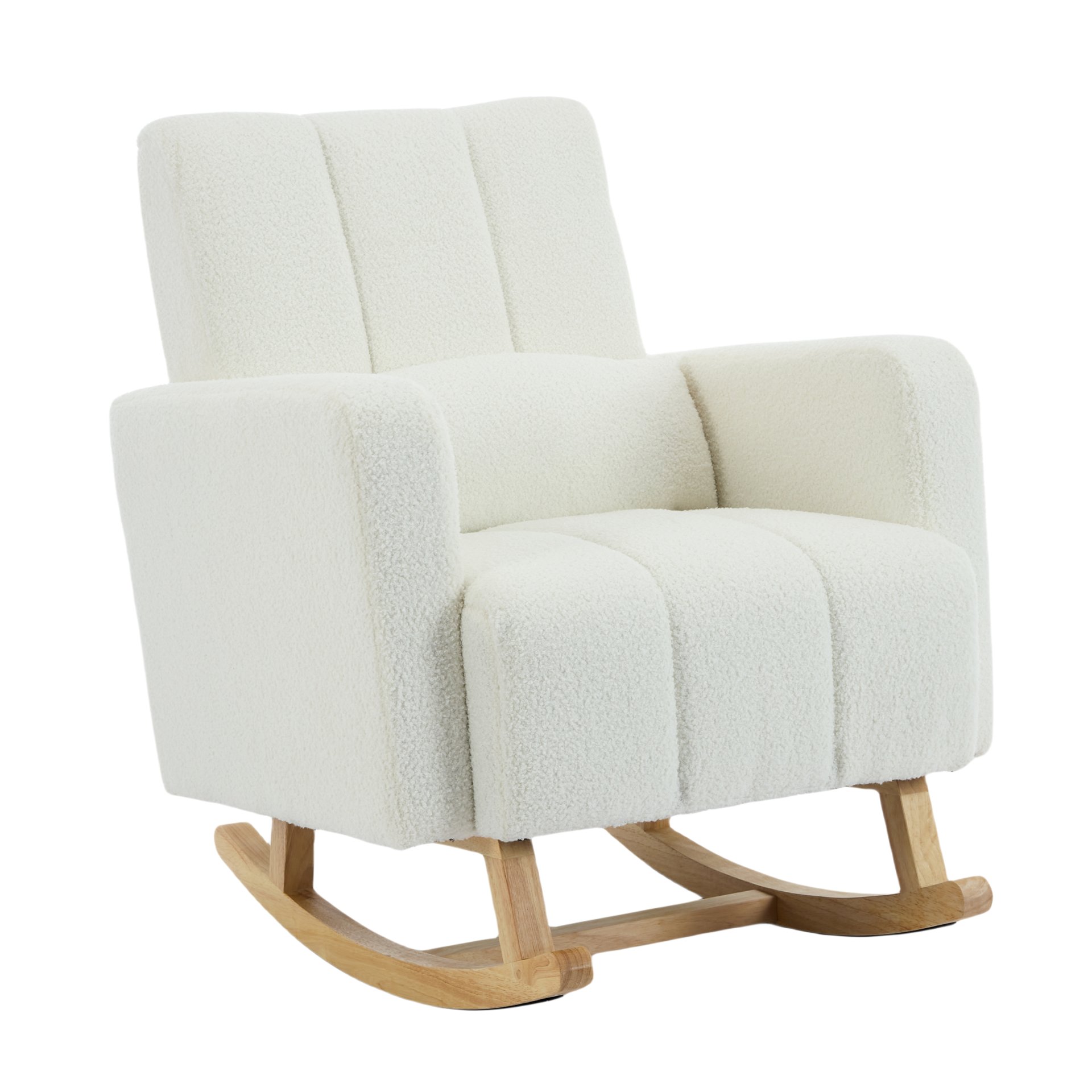 Accent Rocking Chair With Pillow, Spacious & Comfortable Seating For Living Room Or Bedroom - Cream White - Image 12