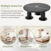 Round Petal Shaped Coffee Table Style Center Table With 3 Thick Legs Minimalist Irregular End Table With Sleek Round Edges For Living Room - Black - Image 4