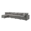Modern Modular Cloud Sofa Bed, 6 Seat Chenille Sectional Couch Set With Ottoman, Free Combination, Convertible U Shaped Sleeper Sofa - Gray - Image 9